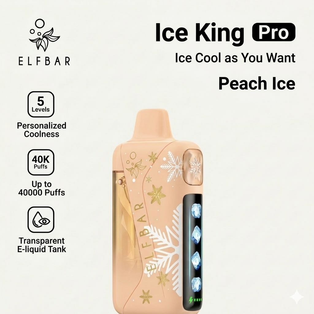 vape 40000 puffs Elf Bar Ice King Pro 40K Puffs Peach Ice – Riyadh Same Day Delivery