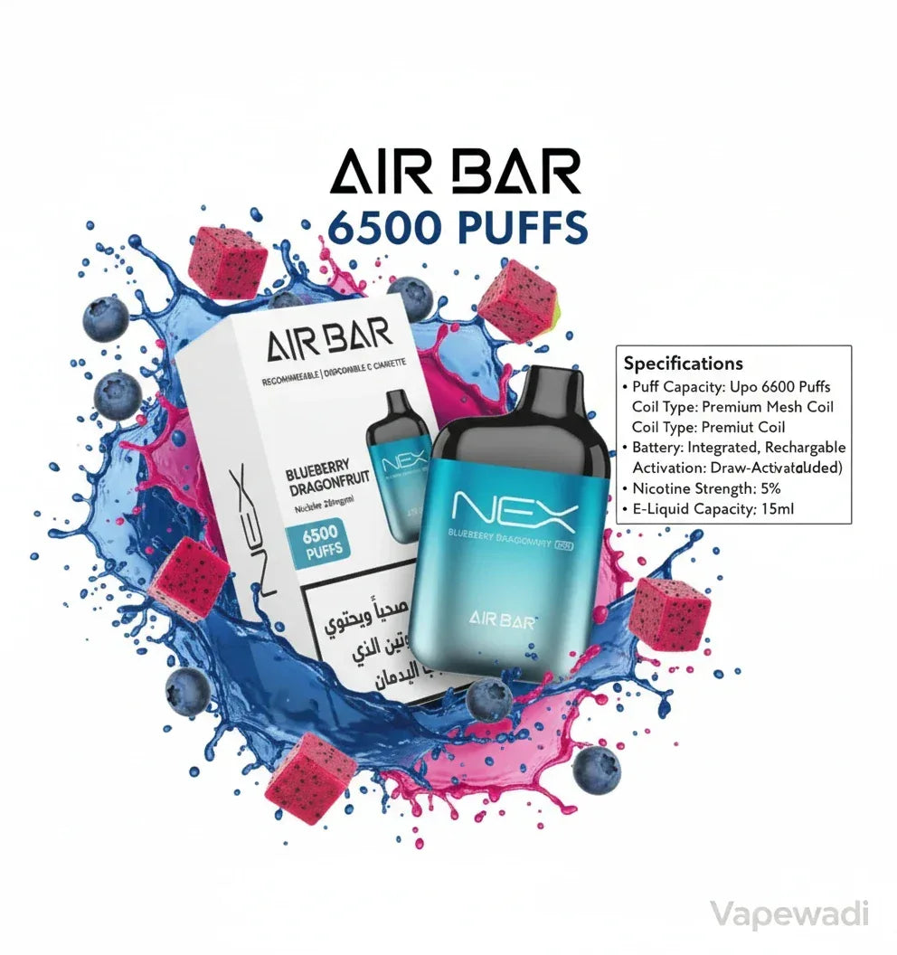 Air Bar Disposable Vape (6500 Puffs) - Rechargeable | Premium Mesh Coil | Multiple Flavors - Vapewadi