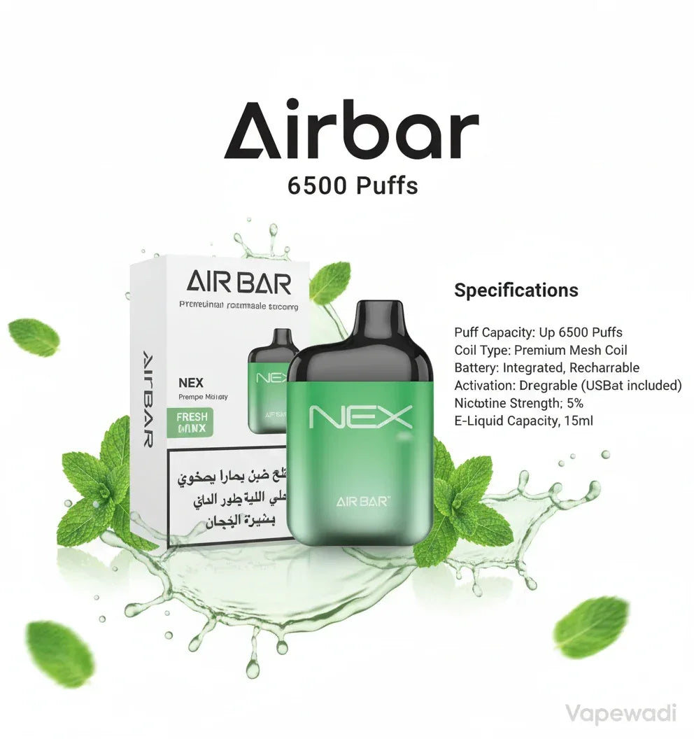 Air Bar Disposable Vape (6500 Puffs) - Rechargeable | Premium Mesh Coil | Multiple Flavors - Vapewadi