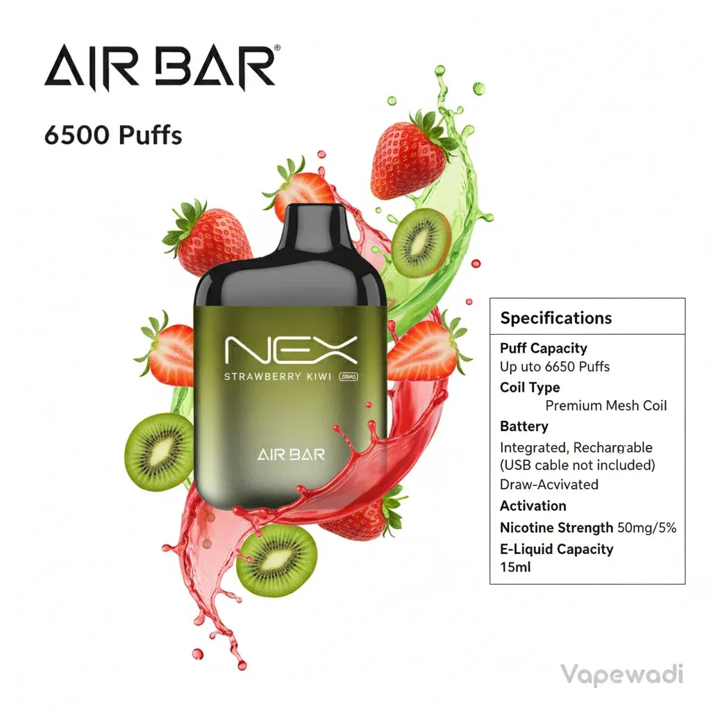 Air Bar Disposable Vape (6500 Puffs) - Rechargeable | Premium Mesh Coil | Multiple Flavors - Vapewadi