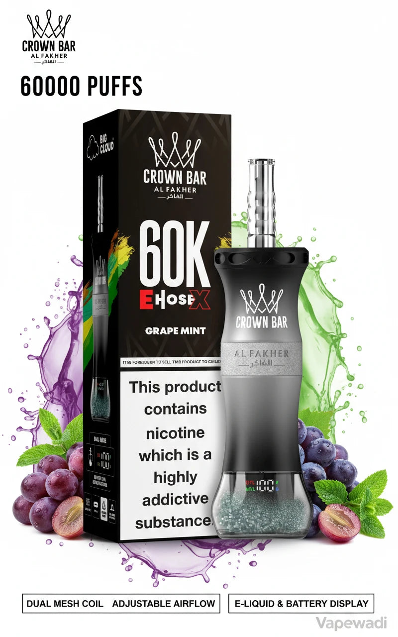 Al Fakher Crown Bar 60K Puffs E-Hose X Disposable Shisha Riyadh