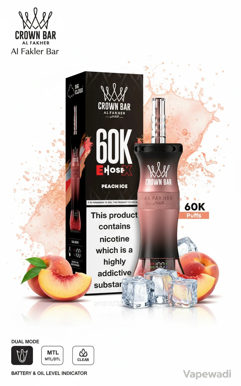 Al Fakher Crown Bar 60K Puffs E-Hose X Disposable Shisha Riyadh