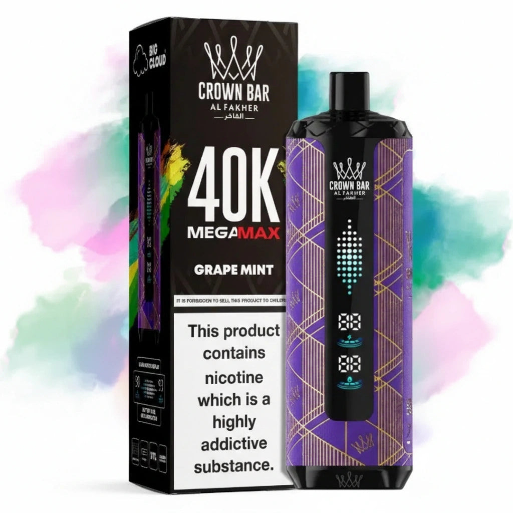 Al Fakher Crown Bar Mega Max 40000 Puffs Grape Mint Flavor
