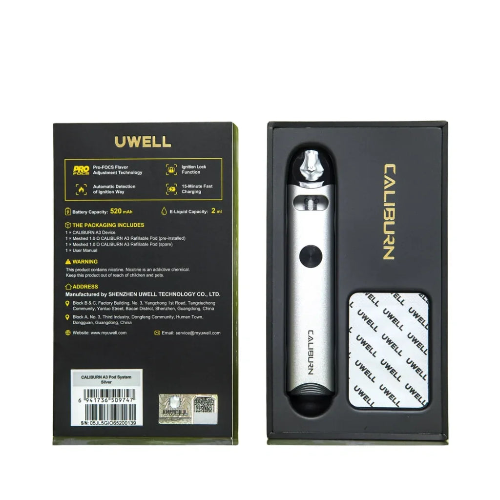 Caliburn A3 Pod Kit – 15W MTL Vape w/ 520mAh | Riyadh - Vapewadi | Premium Disposable Vapes in Riyadh