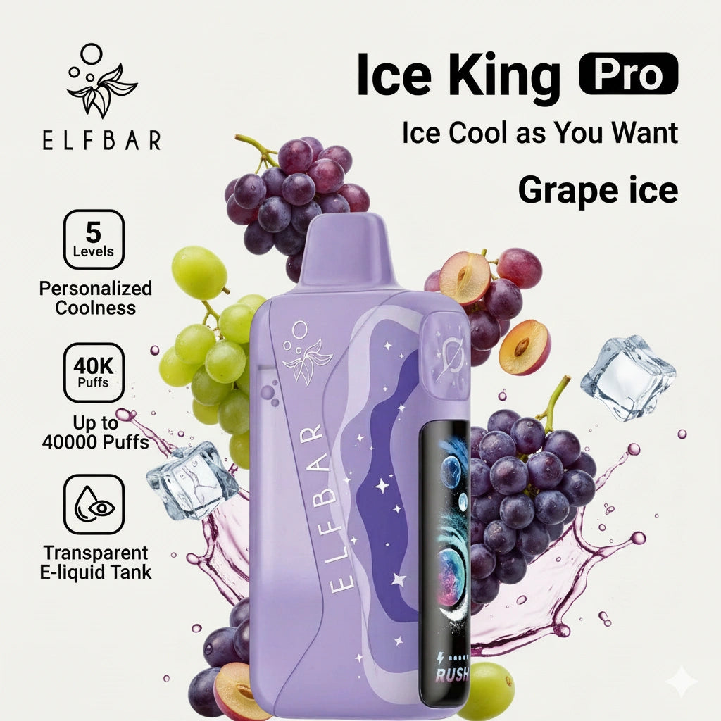 Elf Bar Ice King Pro 40000 Puffs Disposable Vape – Grape Ice | Riyadh Same Day Delivery