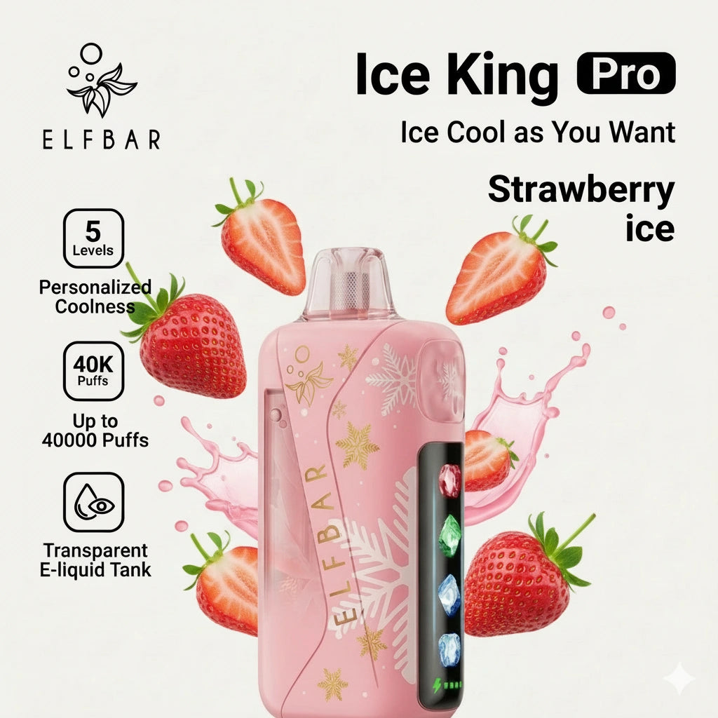Elf Bar Ice King Pro 40000 Puffs Disposable Vape – Strawberry Ice | Riyadh Same Day Delivery
