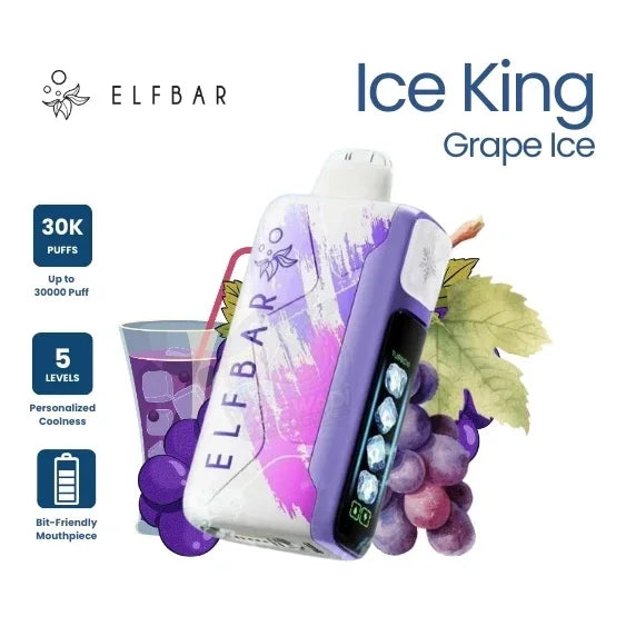Elf Bar Ice King 30,000 Puffs Disposable Vape - Grape ice