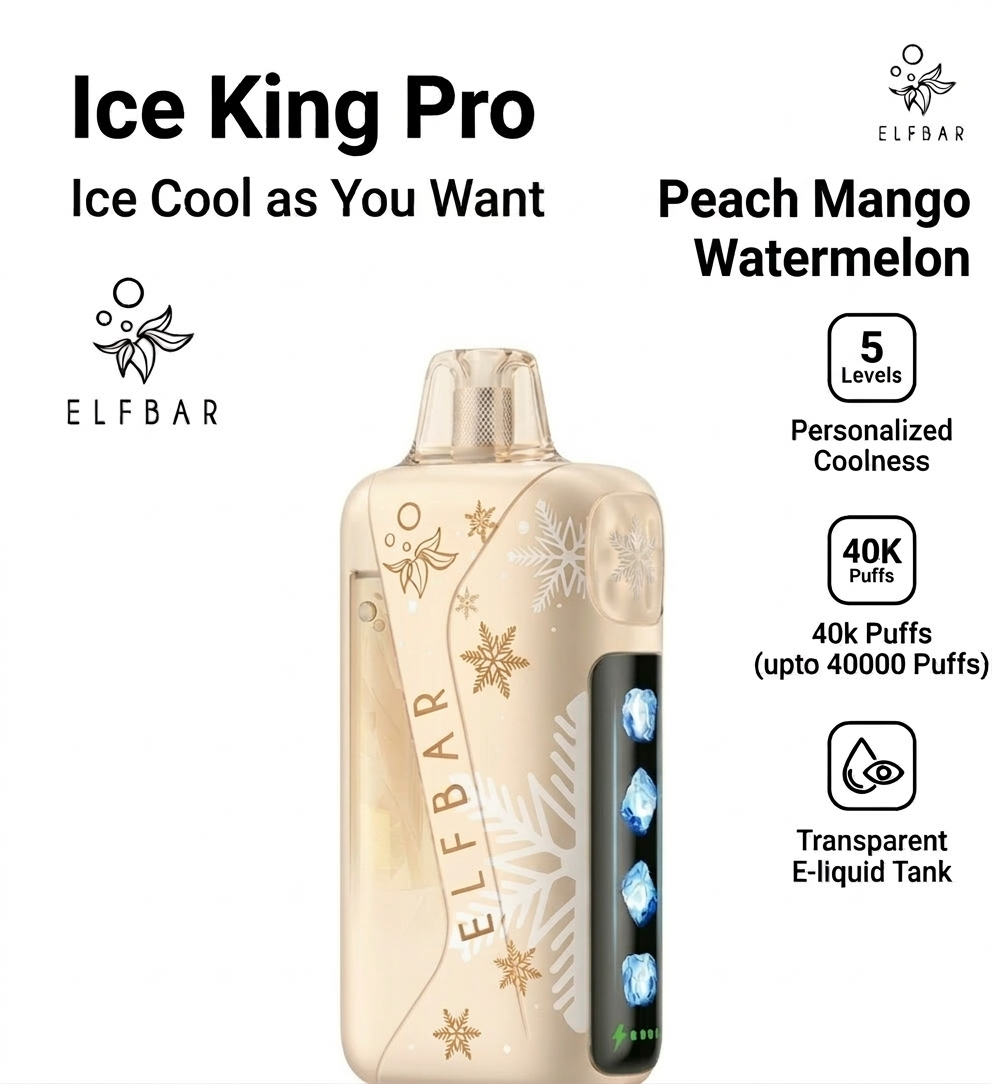 Elf Bar Ice King Pro 40000 Puffs Disposable Vape – Peach Mango Watermelon | Riyadh Same Day Delivery