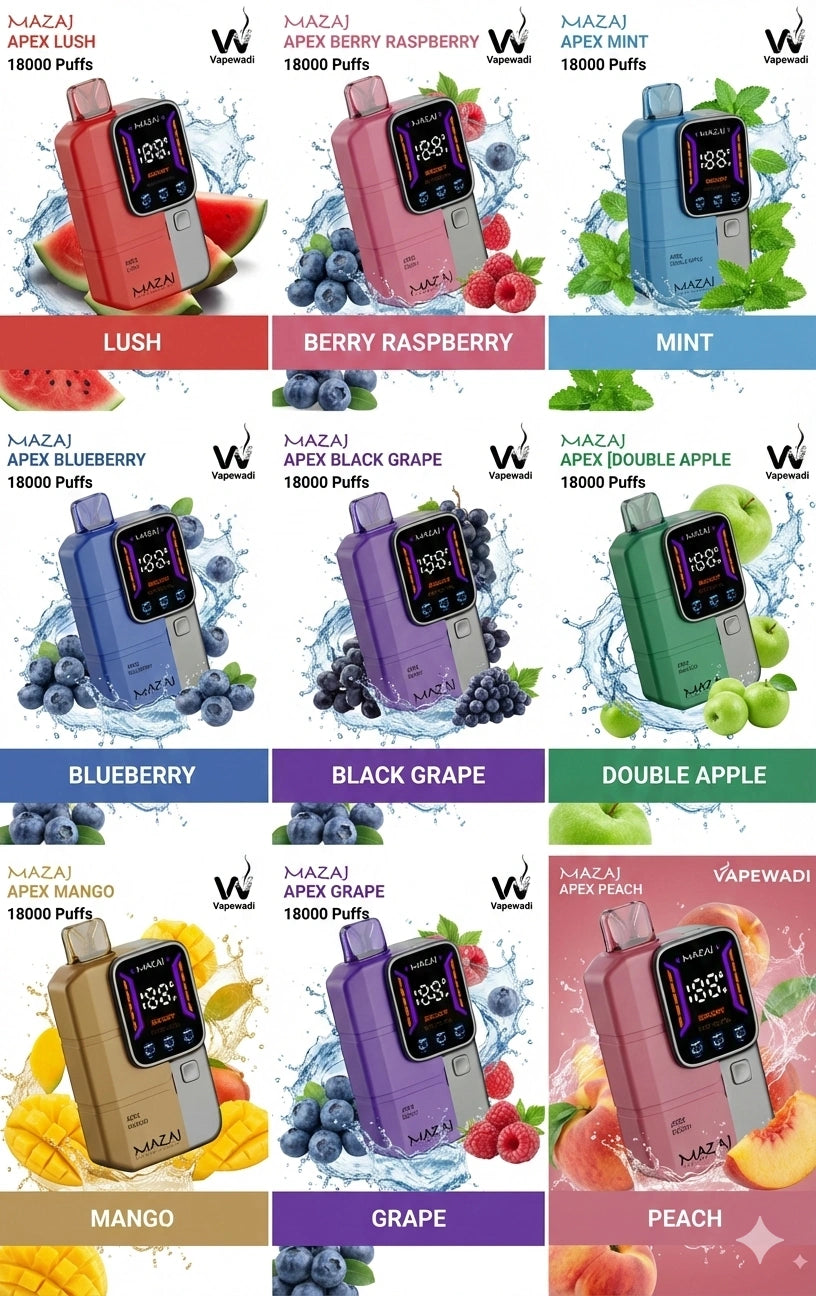 Mazaj Apex 18000 Puffs Disposable Vape - 10 Flavors | Same Day Delivery Riyadh