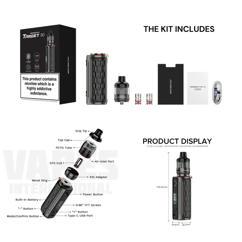 Vaporesso TARGET 80 Kit – 80W Single 18650 Mod | Riyadh - Vapewadi | Premium Disposable Vapes in Riyadh