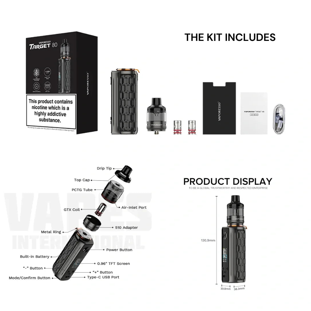 Vaporesso TARGET 80 Kit – 80W Single 18650 Mod | Riyadh - Vapewadi | Premium Disposable Vapes in Riyadh