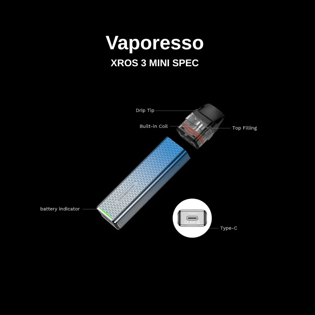 Vaporesso XROS 3 MINI Box Pod Kit – 1000mAh & COREX Tech | Riyadh - Vapewadi | Premium Disposable Vapes in Riyadh