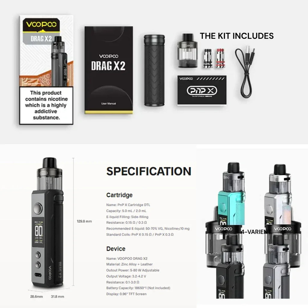 VOOPOO DRAG X2 Kit – 80W 3000mAh Pod Mod | Riyadh Vape Store - Vapewadi | Premium Disposable Vapes in Riyadh