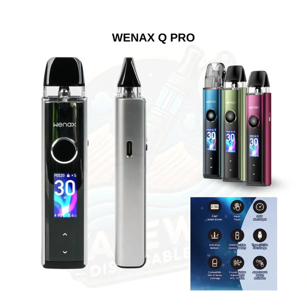 Wenax Q Pro Pod Kit – 0.96″ Smart Screen & Haptic Touch | 30W MTL/RDL - Vapewadi | Premium Disposable Vapes in Riyadh