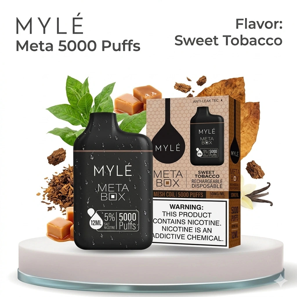 MYLÉ Meta Box 5000 Puffs – Sweet Tobacco | Disposable Vape Riyadh