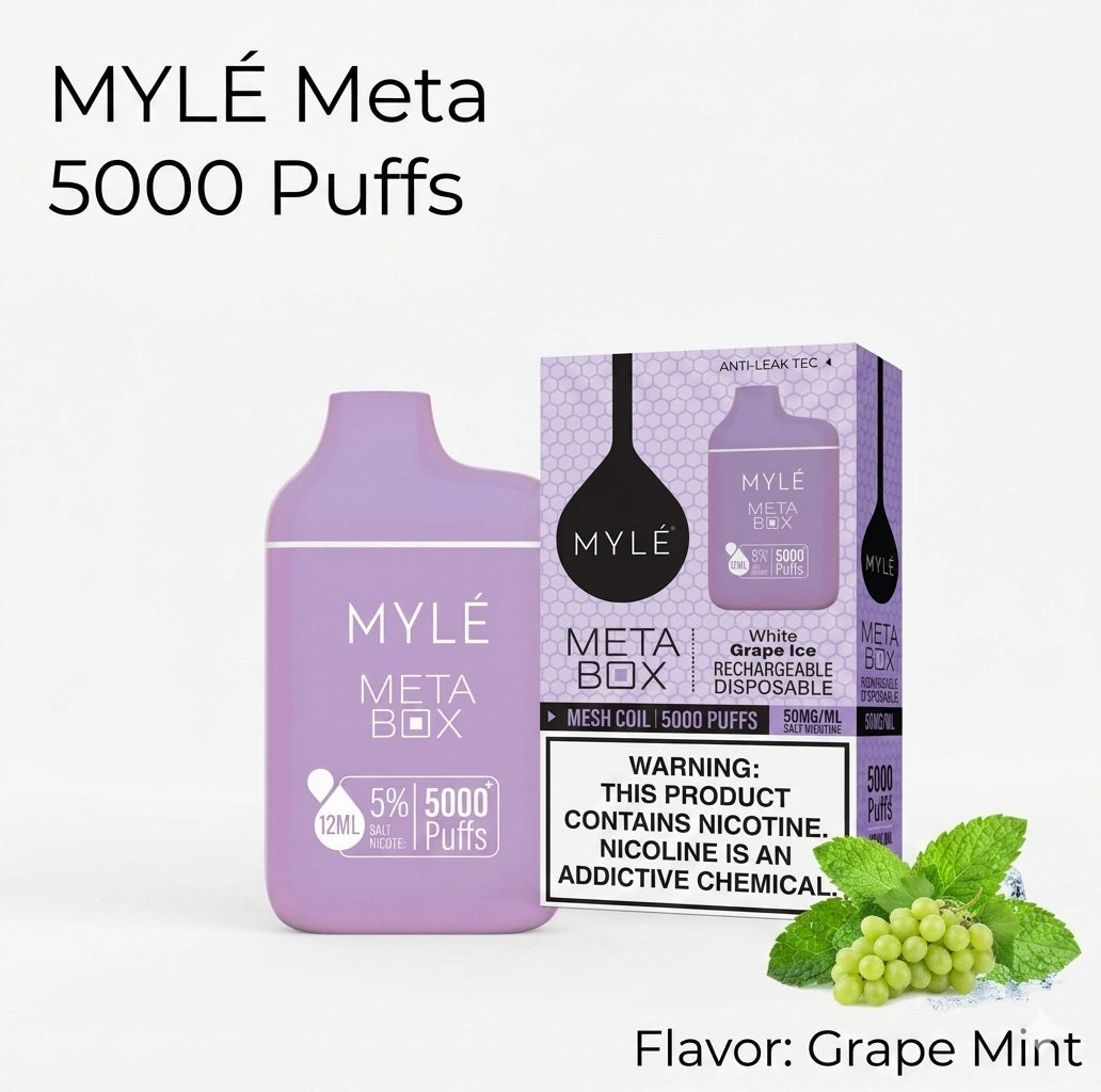 MYLÉ Meta Box 5000 Puffs – Grape Mint | Disposable Vape Riyadh