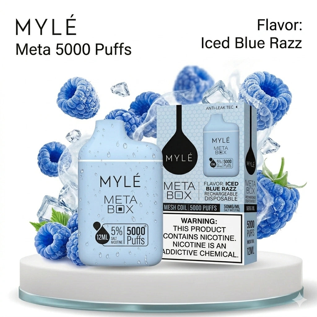 MYLÉ Meta Box 5000 Puffs – Iced Blue Razz | Disposable Vape Riyadh
