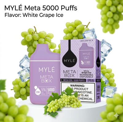 MYLÉ Meta Box 5000 Puffs – White Grape Ice | Disposable Vape Riyadh