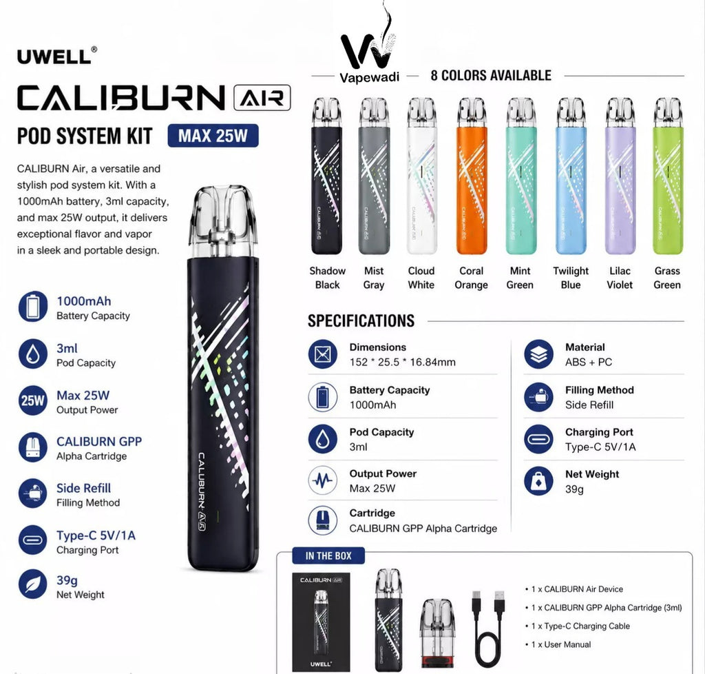 UWELL Caliburn Air Pod System- Ultra Light Weight